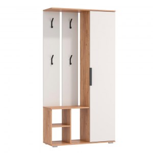 Кармен-1 Шкаф для прихожей (Олмеко) Белый/дуб золотой